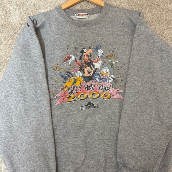 Vintage Y2K Heather Gray Disneyland New Year 2000 Crew Neck Sweatshirt Size L/XL - Picture 4 of 7